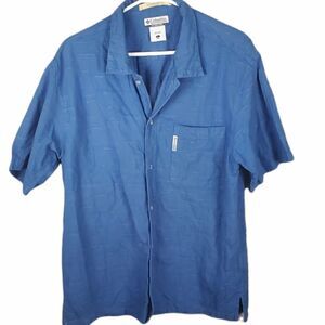 Columbia River Lodge Blue Button Up Short Sleeve Shirt